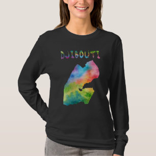 Färgstark isolerad Djibouti Karta i Färg i vattenf T Shirt