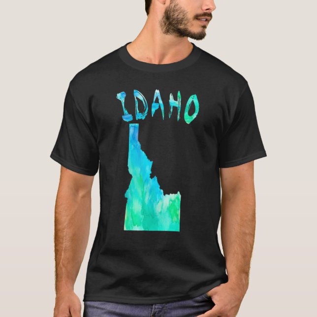 Färgstark isolerad Idaho-stat Karta i vattenfärg U T Shirt (Framsida)