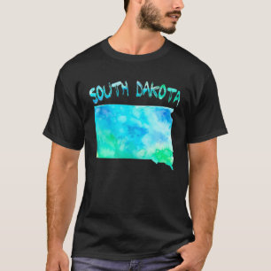Färgstark isolerad syd-Dakota-stat Karta i vattend T Shirt