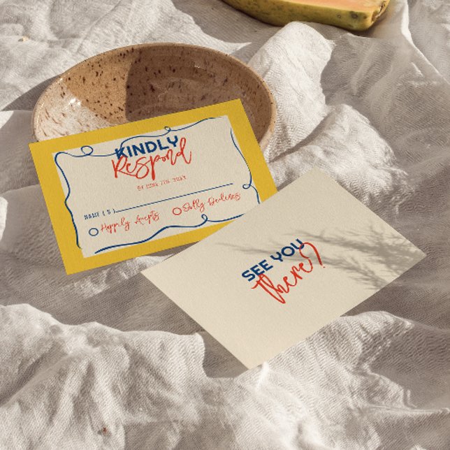 Färgstark italiensk handskriven Quirky Cute Bröllo OSA Kort (Skapare uppladdad)