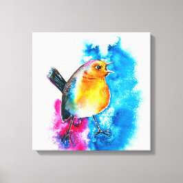 Färgstark jul Robin Watercolor Canvas