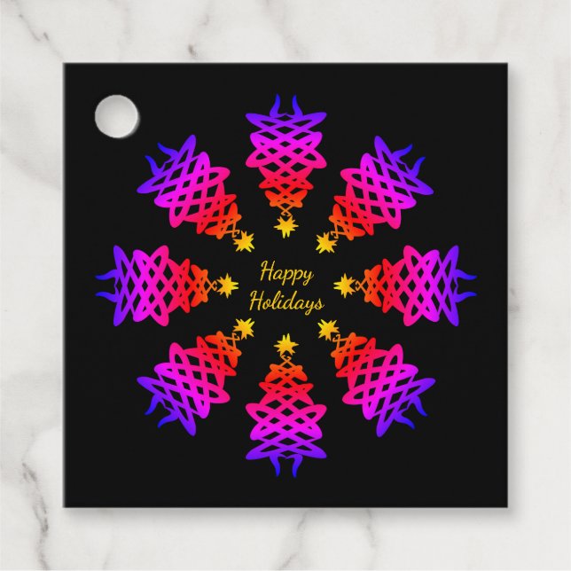 Färgstark | JULGRAN | Fressiv Helgdag Gåvor Etiketter (Framsida)