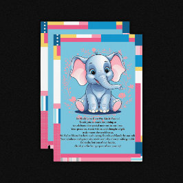 Färgstark jungle Blue Elephant Baby Shower Tack Kort