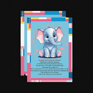Färgstark jungle Blue Elephant Baby Shower Tack Kort