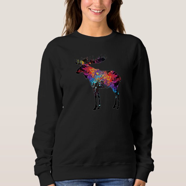 Färgstark kanadensisk Abstrakt Paint Wildlife T Shirt (Framsida)