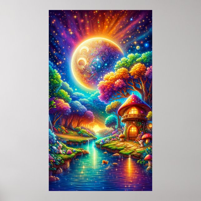 Färgstark kanterad flod liggande poster (Framsidan)