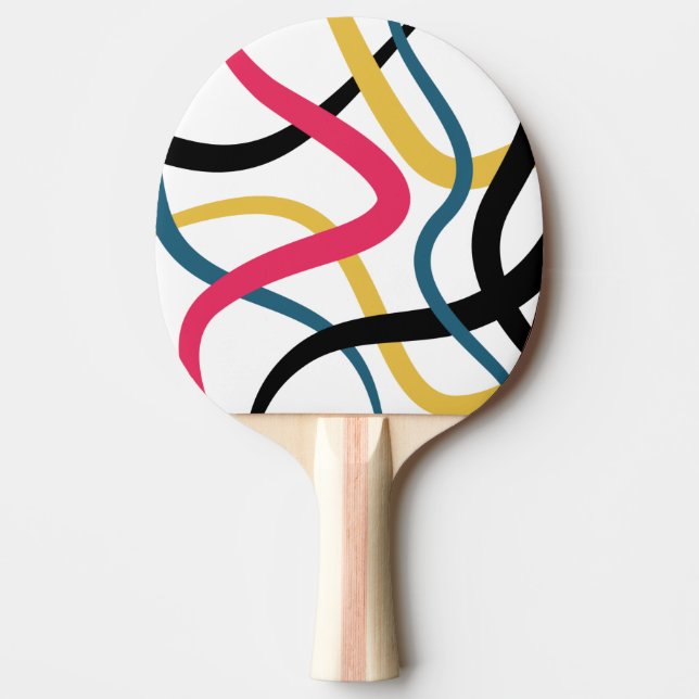 Färgstark, kaotisk, djärv, levande modern grafisk  pingisracket (Framsidan)