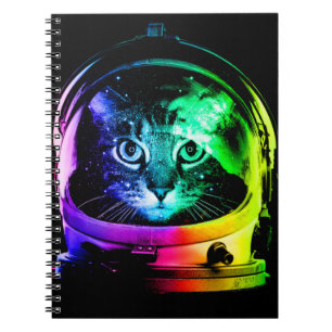 Färgstark kattastronaut anteckningsbok