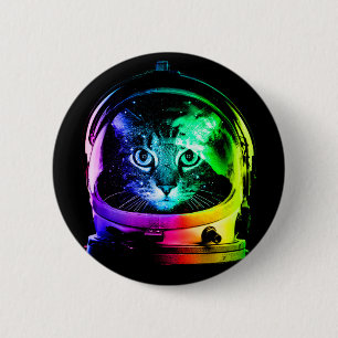 Färgstark kattastronaut knapp