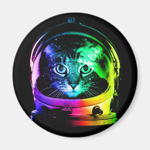 Färgstark kattastronaut magnet