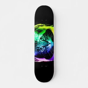 Färgstark kattastronaut mini skateboard bräda 18,5 cm