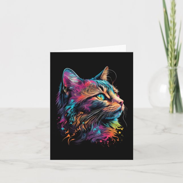 Färgstark kattdesign för kattunge Älskare färgstar Kort (Framsida)