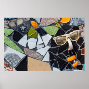 Färgstark keramisk mosaik golv eller vägg. Kreativ Poster