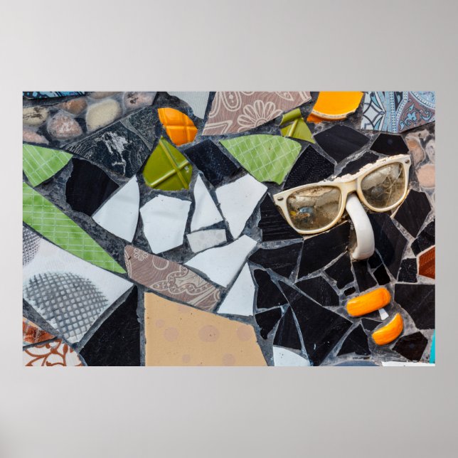 Färgstark keramisk mosaik golv eller vägg. Kreativ Poster (Framsidan)
