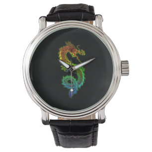 Färgstark kinesisk drakmer armbandsur