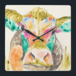 Färgstark konddesign fyrkantig klocka<br><div class="desc">Färgfull konddesign. Jennifer Goldberger. Bild-ID: 109109GG.</div>