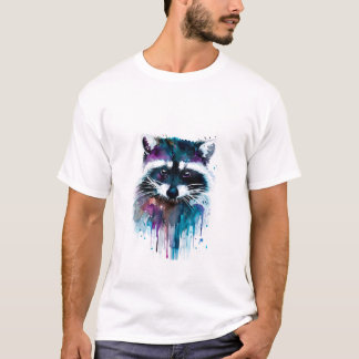 färgstark konstnärlig Raccoon T Shirt