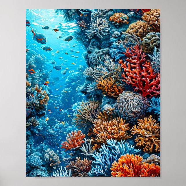 🌊 Färgstark korallrev under vattnet hav natur Poster (Framsidan)