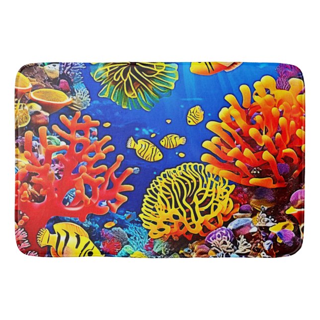 Färgstark korallrevsdesign badrumsmatta (Framsidan)