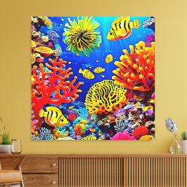 Färgstark korallrevsdesign canvastryck