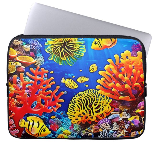Färgstark korallrevsdesign laptop fodral (Framsidan)