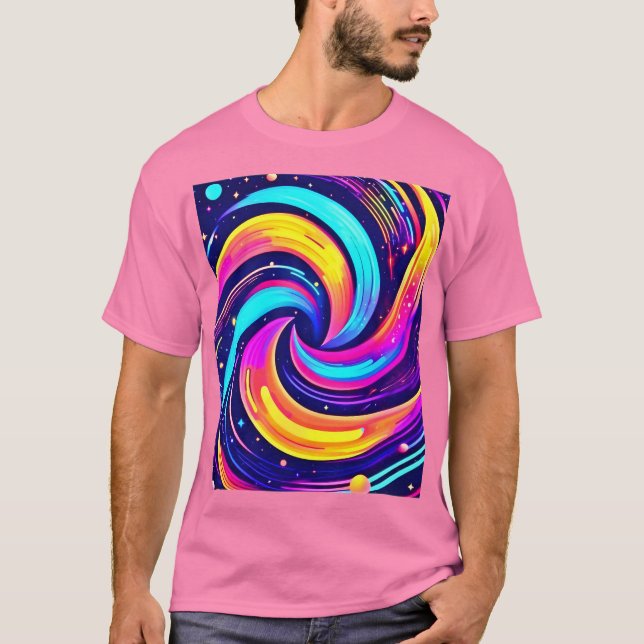 Färgstark kosmisk swirl t shirt (Framsida)