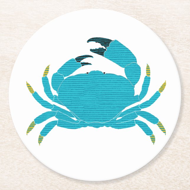 Färgstark krabbdesign i Aqua Underlägg Papper Rund (Framsidan)