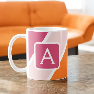 Färgstark kvinninfärgad Rand monogram färgad Kaffemugg