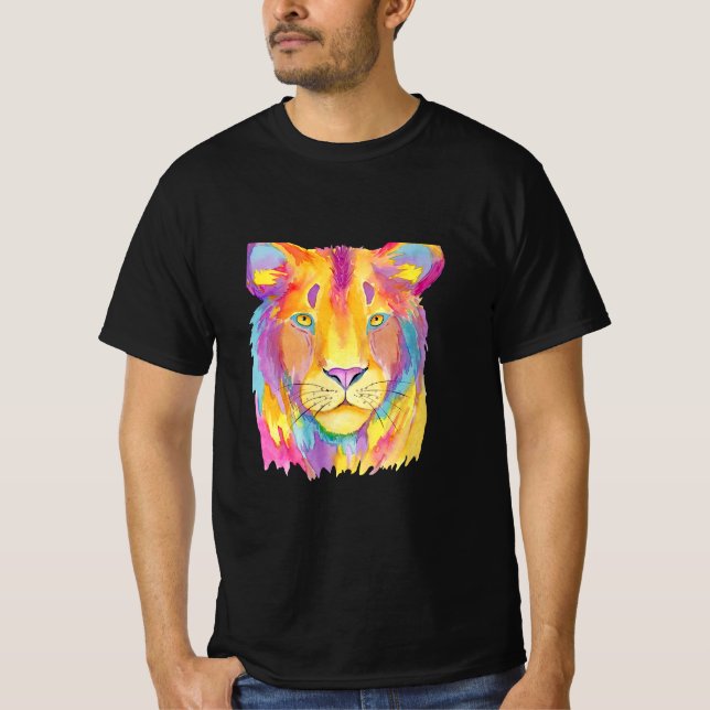 färgstark lejon konst lejon liondesign t shirt (Framsida)
