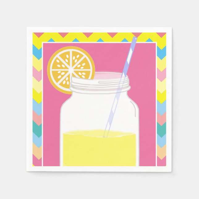 Färgstark Lemonade med ljus sommartid | Chevron Bi Pappersservett (Framsidan)