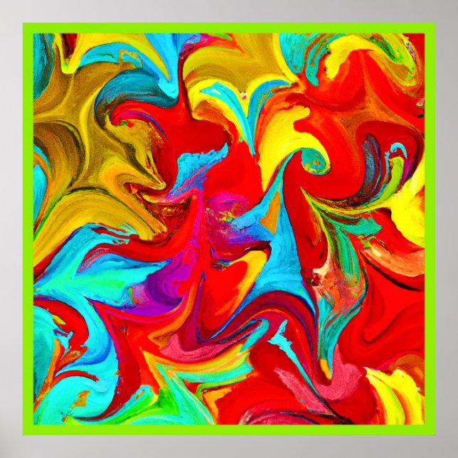 Färgstark levande Abstrakt Mönster Poster (Framsidan)