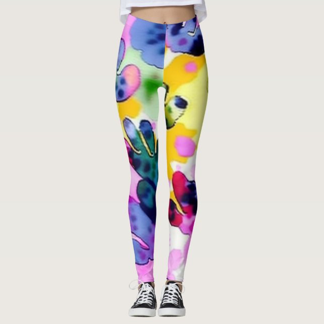 Färgstark, levande design leggings (Framsida)