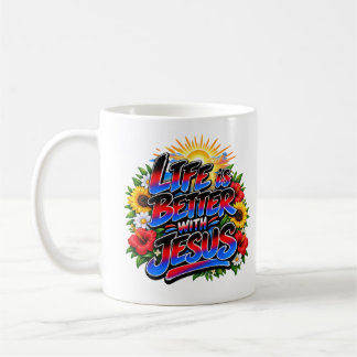 Färgstark Livet Är Bättre Med Jesus Sol Floral Kaffemugg