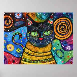 Färgstark, ljusskör kattvägg Skriv ut Poster