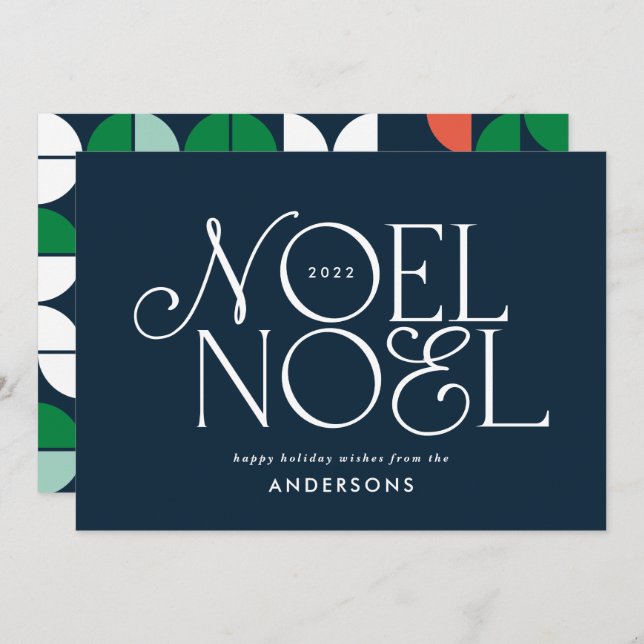 Färgstark, ljusstark Noel-geometriskt skript H Julkort (Fram/baksida)