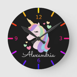 Färgstark Magic Unicorn Rund Klocka