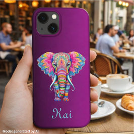 Färgstark Mandala Elefant med Anpassat Namn