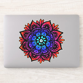 Färgstark Mandala Flower Red Blue Black Klistermärken