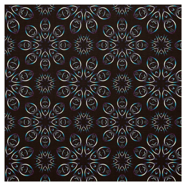 Färgstark Mandala på en svart bakgrund Tyg (Provkarta)