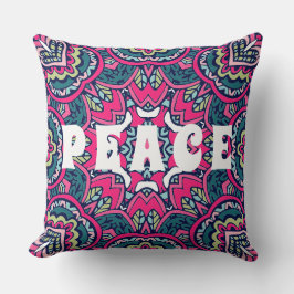 Färgstark Mandala Peace Hippie Boho Mönster Skriv Kudde