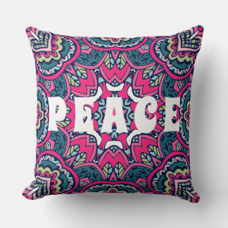 Färgstark Mandala Peace Hippie Boho Mönster Skriv Kudde