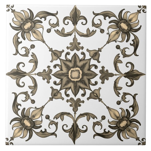 Färgstark,Medelhavet,mosaik,grönt Kakelplatta (Framsidan)