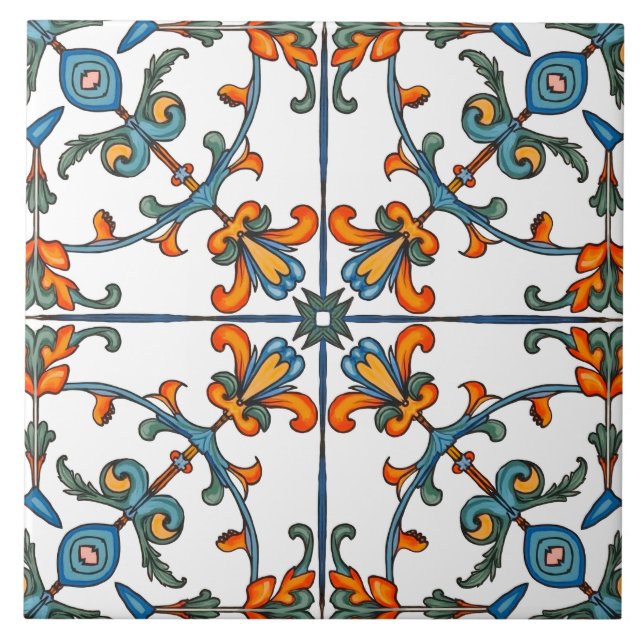 Färgstark,Medelhavet,mosaik Kakelplatta (Framsidan)