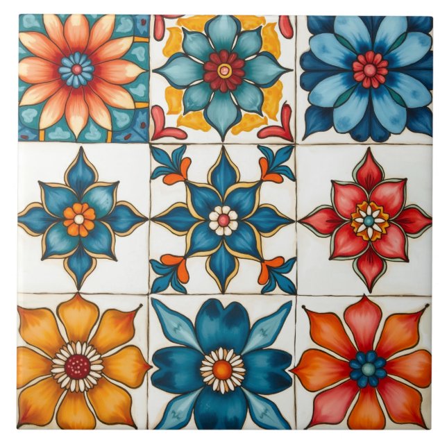 Färgstark,Medelhavet,mosaik Kakelplatta (Framsidan)