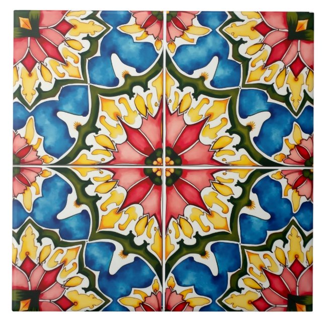 Färgstark,Medelhavet,mosaik Kakelplatta (Framsidan)