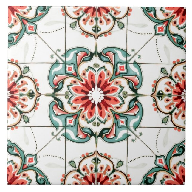 Färgstark,Medelhavet,mosaik Kakelplatta (Framsidan)