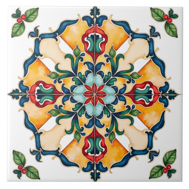 Färgstark,Medelhavet,mosaik Kakelplatta (Framsidan)