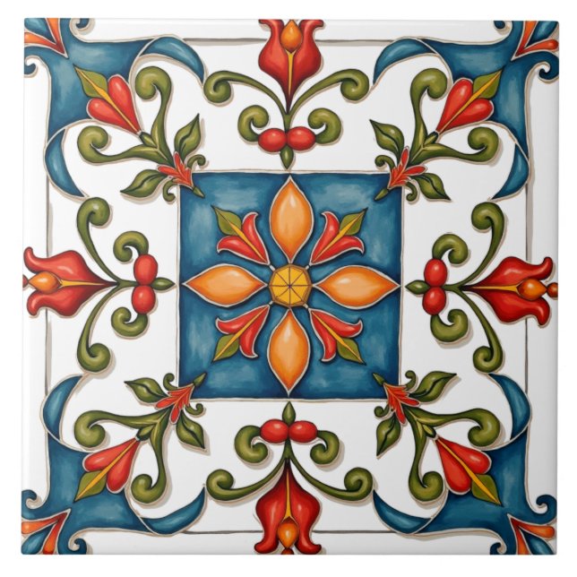Färgstark,Medelhavet,mosaik Kakelplatta (Framsidan)