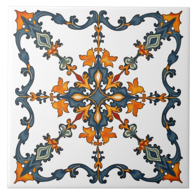 Färgstark,Medelhavet,mosaik,marockansk Kakelplatta (Framsidan)