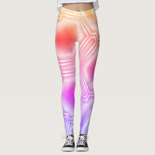 Färgstark, modern geometri i Rosa och Orange Leggings